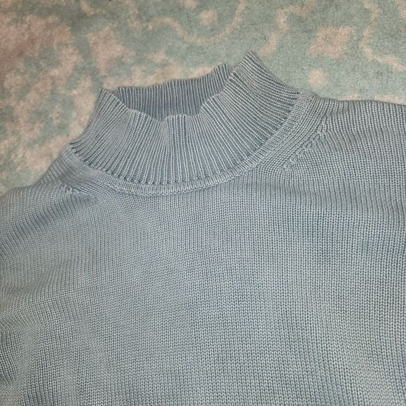 TYLER BOE Sz L Gray Blue Back Zipper Hem Detail Lagenlook Knit Pullover Sweater - Picture 2 of 9